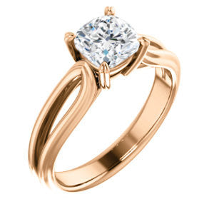 CZ Wedding Set, featuring The Piper engagement ring  (Customizable Cushion Cut Solitaire with Flared Split-band)