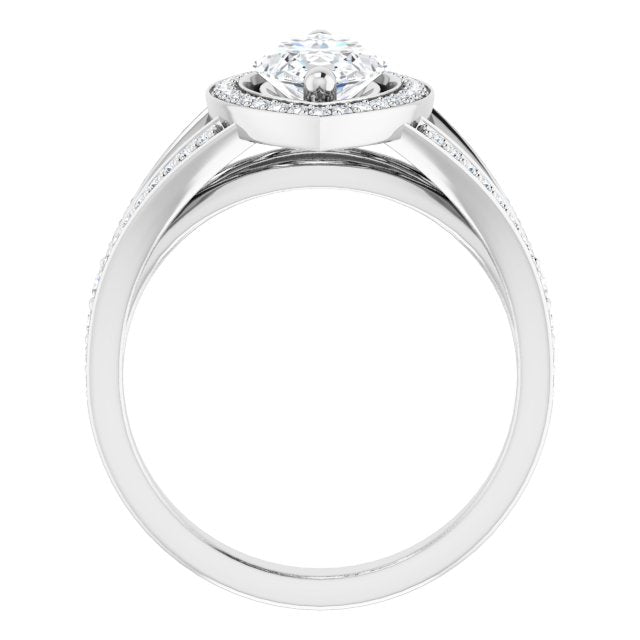 Cubic Zirconia Engagement Ring- The Heather Erin (Customizable Cathedral-Halo Marquise Cut Style featuring Split-Shared Prong Band)