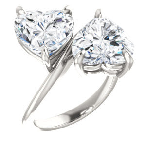 Cubic Zirconia Engagement Ring- The Patti (Customizable Heart Cut 2-stone Bypass Style)