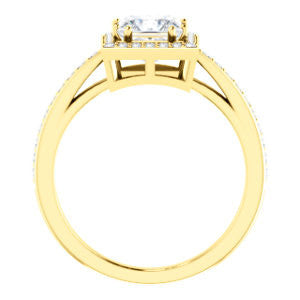 Cubic Zirconia Engagement Ring- The Kira (Customizable Cathedral-Halo Princess Cut Design with Thin Pavé Band)