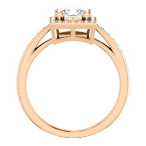 Cubic Zirconia Engagement Ring- The Kira (Customizable Cathedral-Halo Princess Cut Design with Thin Pavé Band)