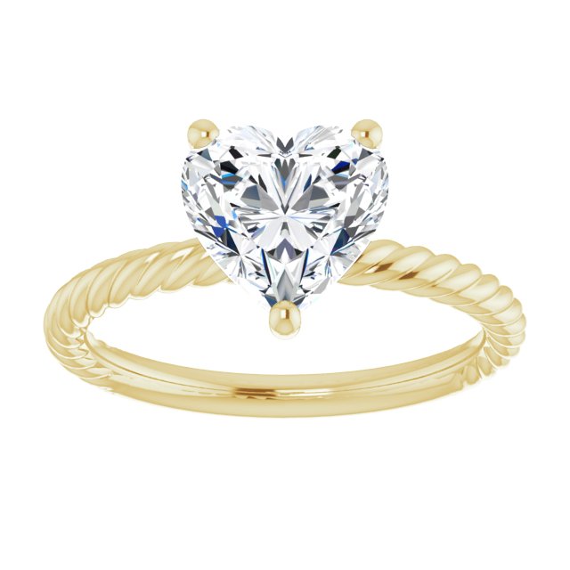 Cubic Zirconia Engagement Ring- The Donna Lea (Customizable Heart Cut Solitaire featuring Braided Rope Band)