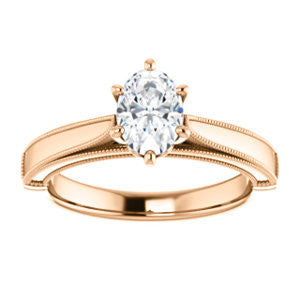Cubic Zirconia Engagement Ring- The Britney (Customizable Oval Cut Decorative-Pronged Cathedral Solitaire with Fine Milgrain Band)