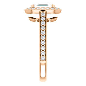 Cubic Zirconia Engagement Ring- The Margie Mae (Customizable Emerald Cut Halo-Style with Pavé Band)