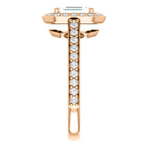 Cubic Zirconia Engagement Ring- The Margie Mae (Customizable Emerald Cut Halo-Style with Pavé Band)