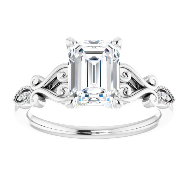 Cubic Zirconia Engagement Ring- The Annika (Customizable 7-stone Design with Radiant Cut Center Plus Sculptural Band and Filigree)