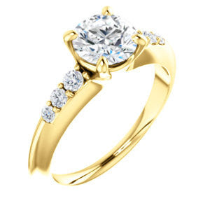 Cubic Zirconia Engagement Ring- The Karyn Nya (Customizable 7-stone Round Cut style with Tapered Band & Round Prong-set Accents)