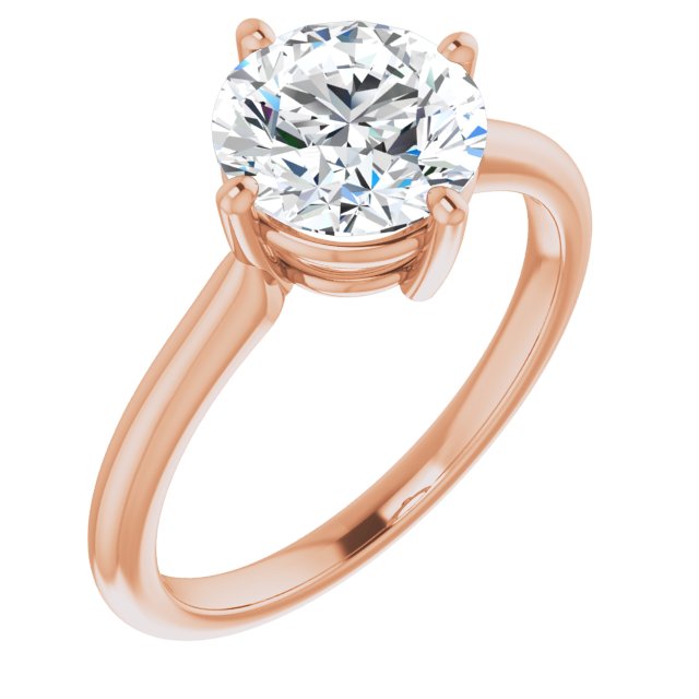 18K Rose Gold Customizable Round Cut Solitaire with Raised Prong Basket