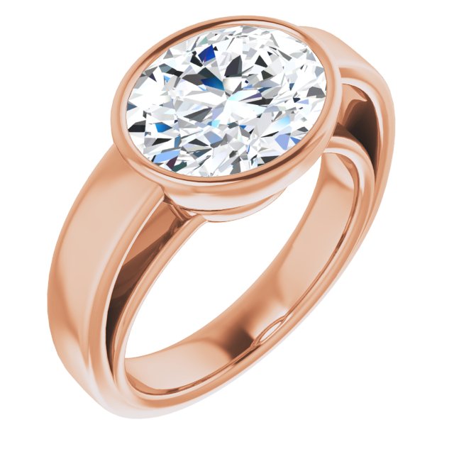 10K Rose Gold Customizable Cathedral-Bezel Oval Cut Solitaire with Wide Band