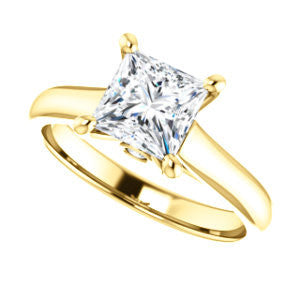 Cubic Zirconia Engagement Ring- The Tawanda (Customizable Princess Cut Cathedral Setting with Peekaboo Accents)