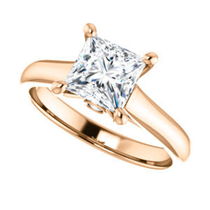 Cubic Zirconia Engagement Ring- The Tawanda (Customizable Princess Cut Cathedral Setting with Peekaboo Accents)