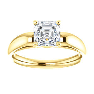 CZ Wedding Set, featuring The Johnnie engagement ring (Customizable Cathedral-set Asscher Cut Solitaire with Decorative Prong Basket)