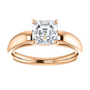 Cubic Zirconia Engagement Ring- The Johnnie (Customizable Cathedral-set Asscher Cut Solitaire with Decorative Prong Basket)