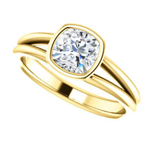 CZ Wedding Set, featuring The Shae engagement ring (Customizable Cushion Cut Split-Band Solitaire)