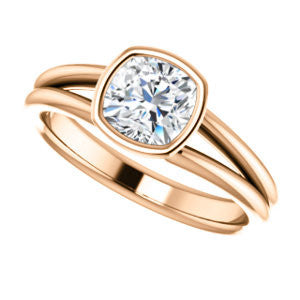 CZ Wedding Set, featuring The Shae engagement ring (Customizable Cushion Cut Split-Band Solitaire)
