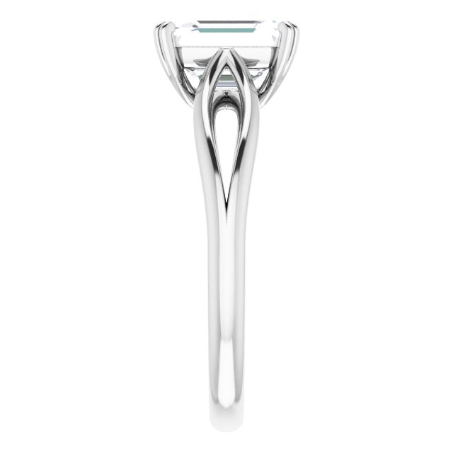 Cubic Zirconia Engagement Ring- The Gayle (Customizable Radiant Cut Solitaire with Wide-Split Band)