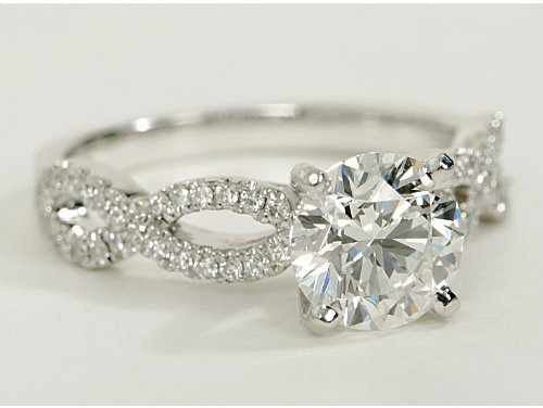 Cubic Zirconia Engagement Ring- The Desirée (1 Carat Customizable Center with Infinity Twist Micropavé)