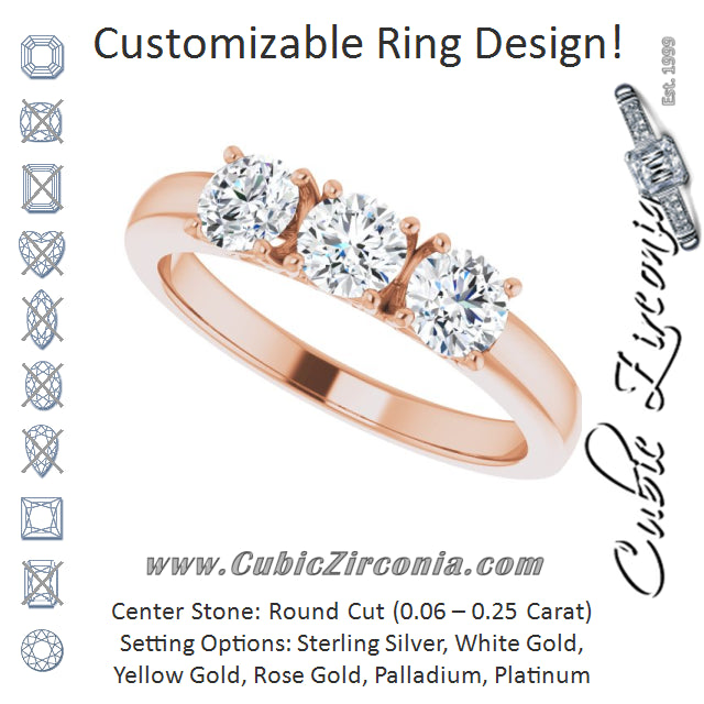 Cubic Zirconia Engagement Ring- The Libia (Customizable Triple Round Cut Design)