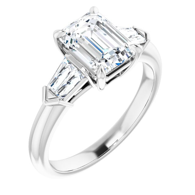 Cubic Zirconia Engagement Ring- The Fortunada (Customizable 5-stone Design with Radiant Cut Center and Quad Baguettes)