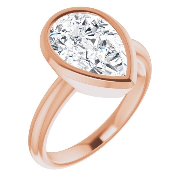 10K Rose Gold Customizable Bezel-set Pear Cut Solitaire with Thin Band
