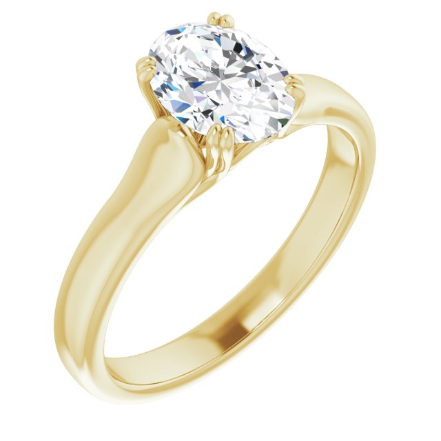 Cubic Zirconia Engagement Ring- The Alissa (Customizable Oval Cut Solitaire with Under-trellis Design)