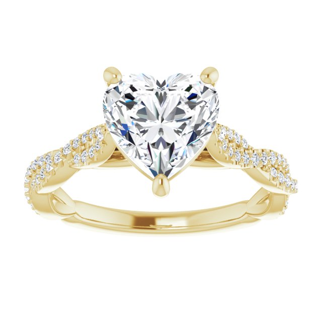 Cubic Zirconia Engagement Ring- The Alelli (Customizable Heart Cut Style with Thin and Twisted Micropavé Band)