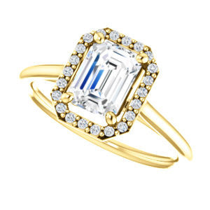 Cubic Zirconia Engagement Ring- The Patrice (Customizable Cathedral-Halo Emerald Cut with Thin Band)