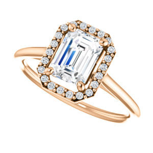 Cubic Zirconia Engagement Ring- The Patrice (Customizable Cathedral-Halo Emerald Cut with Thin Band)