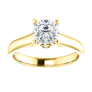CZ Wedding Set, featuring The Tawanda engagement ring (Customizable Cushion Cut Cathedral Setting with Peekaboo Accents)