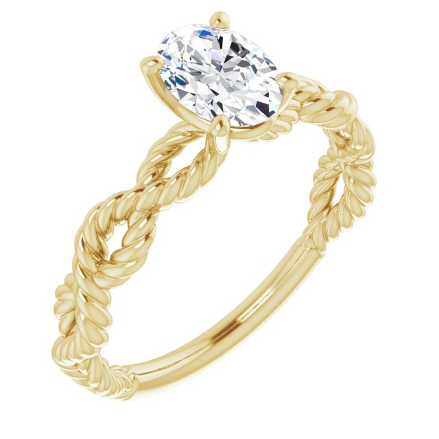 10K Yellow Gold Customizable Oval Cut Solitaire with Infinity-inspired Twisting-Rope Split Band