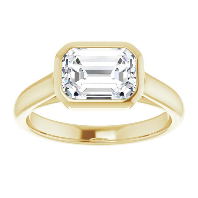 Cubic Zirconia Engagement Ring- The Ann Michelle (Customizable Cathedral-Bezel Emerald Cut 7-stone "Semi-Solitaire" Design)