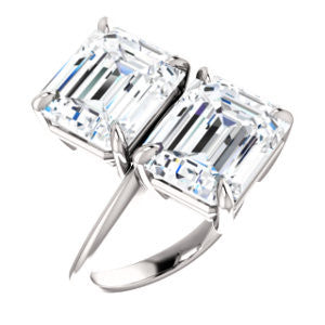 Cubic Zirconia Engagement Ring- The Patti (Customizable Radiant Cut 2-stone Bypass Style)