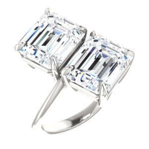 Cubic Zirconia Engagement Ring- The Patti (Customizable Radiant Cut 2-stone Bypass Style)