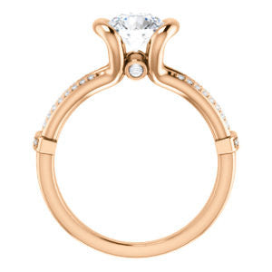 Cubic Zirconia Engagement Ring- The Kinsley (Customizable Round Cut with Split Pavé Band & Peekaboo Accents)