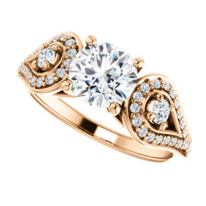 CZ Wedding Set, featuring The Tonya Laverne engagement ring (Customizable Round Cut Design with Winged Split-Pavé Band)