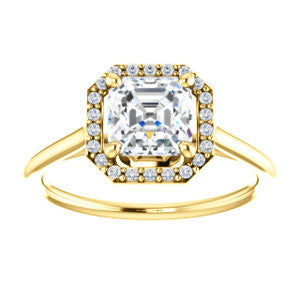 Cubic Zirconia Engagement Ring- The Patrice (Customizable Cathedral-Halo Asscher Cut with Thin Band)