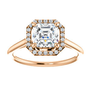 Cubic Zirconia Engagement Ring- The Patrice (Customizable Cathedral-Halo Asscher Cut with Thin Band)