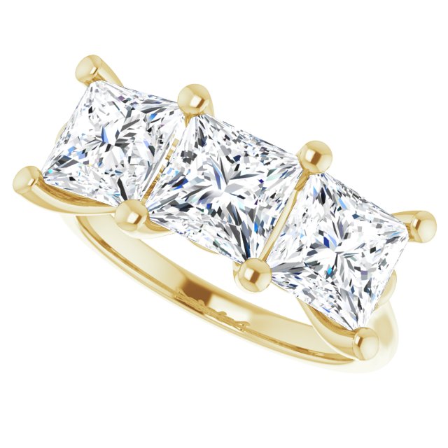 Cubic Zirconia Engagement Ring- The Jisha (Customizable Triple Princess/Square Cut Design with Thin Band)