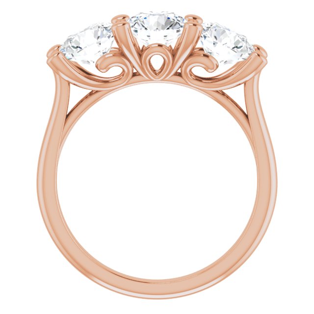 Cubic Zirconia Engagement Ring- The Jisha (Customizable Triple Round Cut Design with Thin Band)