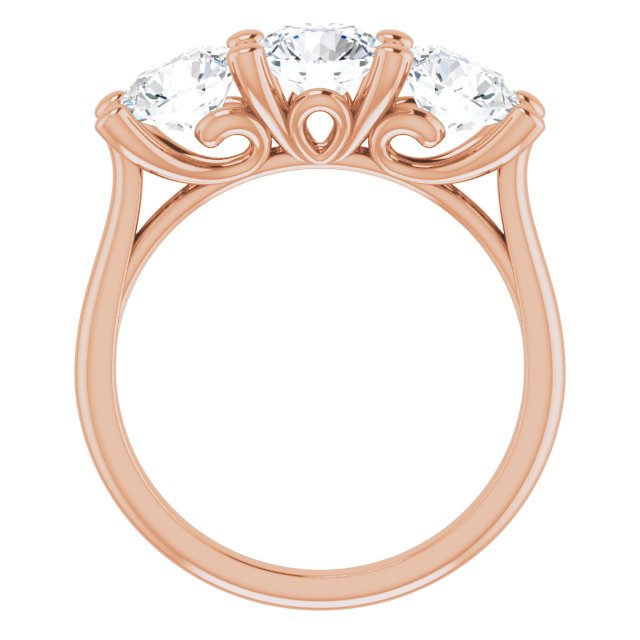 Cubic Zirconia Engagement Ring- The Jisha (Customizable Triple Round Cut Design with Thin Band)