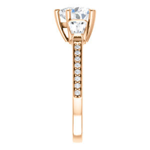 Cubic Zirconia Engagement Ring- The Hazel Rae (Customizable Heart Cut Design with Quad Baguette Accents and Pavé Band)