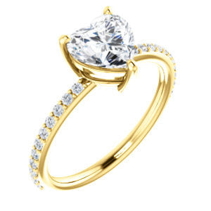 Cubic Zirconia Engagement Ring- The Delilah (Customizable Heart Cut Petite Style with 3/4 Pavé Band)