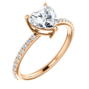 Cubic Zirconia Engagement Ring- The Delilah (Customizable Heart Cut Petite Style with 3/4 Pavé Band)