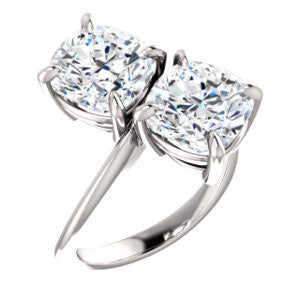 Cubic Zirconia Engagement Ring- The Patti (Customizable Cushion Cut 2-stone Bypass Style)