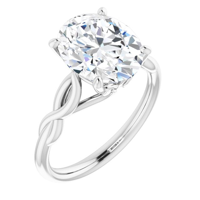 10K White Gold Customizable Oval Cut Solitaire with Braided Infinity-inspired Band and Fancy Basket)