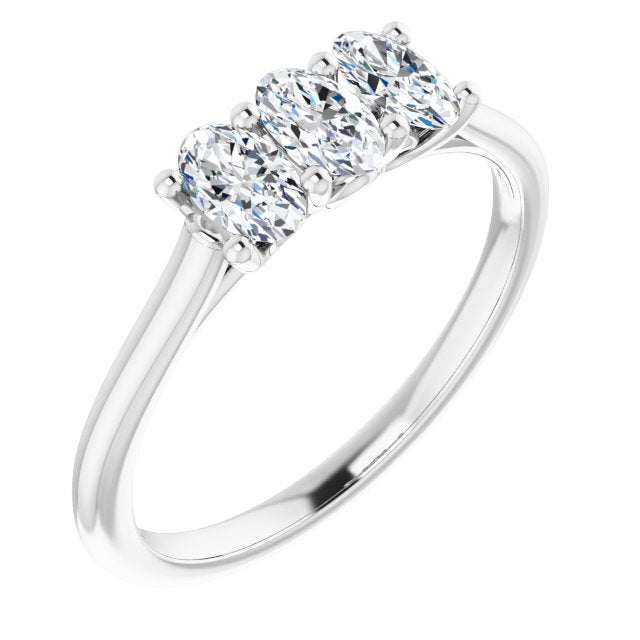 10K White Gold Customizable Triple Oval Cut Design with Thin Band