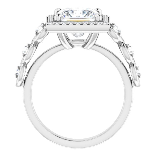 Cubic Zirconia Engagement Ring- The Emma Grace (Customizable Cathedral-set Princess/Square Cut 7-stone style Enhanced with 7 Halos)
