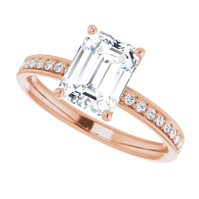 Cubic Zirconia Engagement Ring- The Helena (Customizable Classic Prong-set Radiant Cut Design with Shared Prong Band)