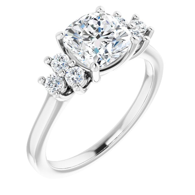 Cubic Zirconia Engagement Ring- The Gwendolyn (Customizable Cushion Cut 7-stone Prong-Set Design)