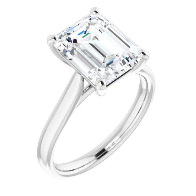 10K White Gold Customizable Cathedral-Prong Emerald/Radiant Cut Solitaire